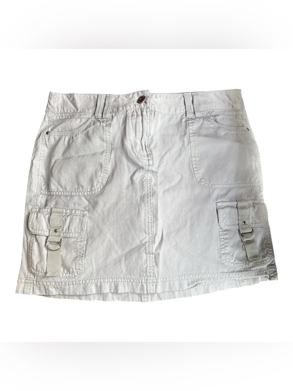 White House Black Market Light Gray Cargo Pocket Mini Skirt
